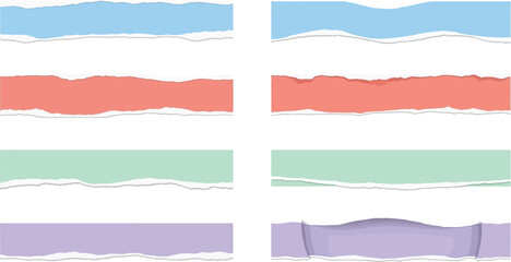 Torn paper edges vector set for background design and scrapbook elements collection