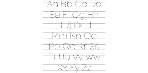 Hand Drawn Tracing English Alphabet Letters Vector Illustration.