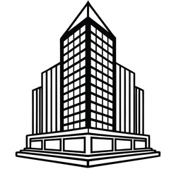 Fototapeta premium Black and white vector illustration of urban buildings and city architecture with office towers and construction