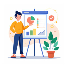 Business person with clipboard illustration concept for success at office work