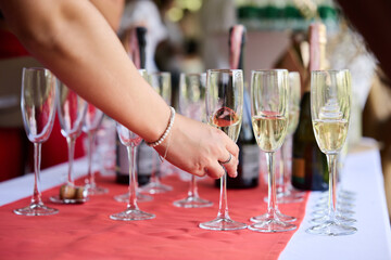 Elegant Wine Glasses with Wine on a Table	