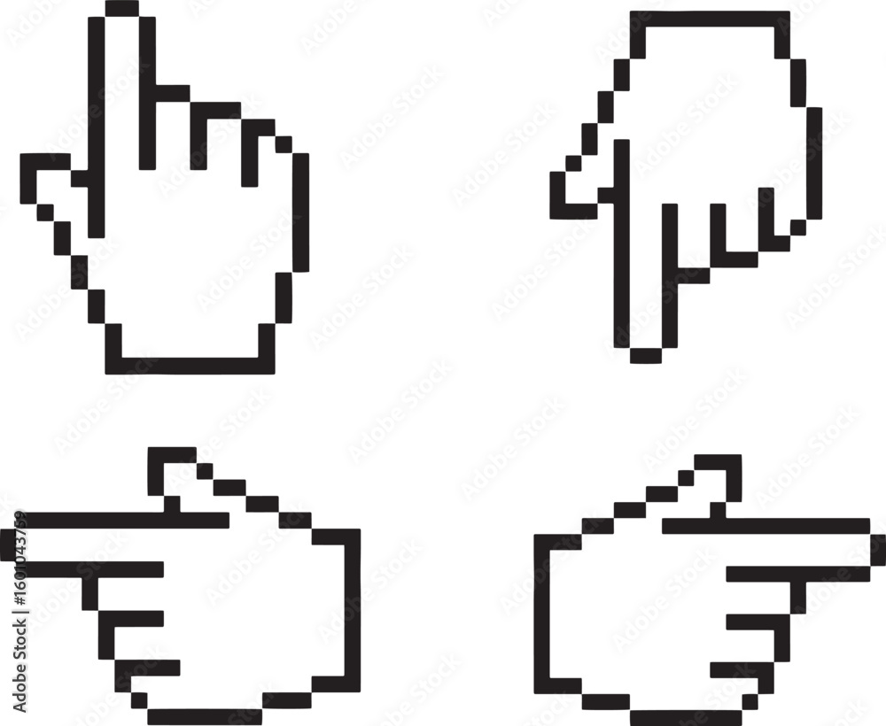 Fototapete pixel hand cursor icon in vector style for web and computer pointer design