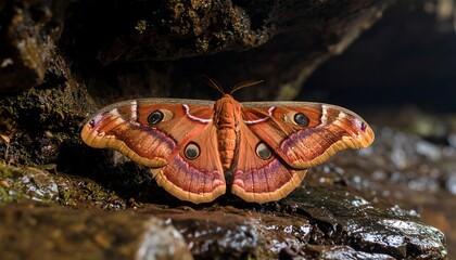 Moth resting on rocks