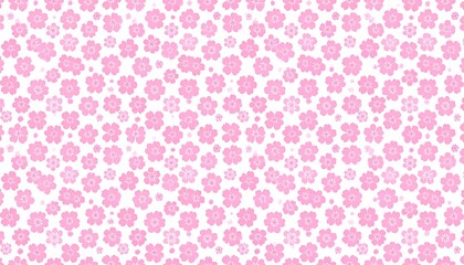 Delicate pink flower pattern on white background