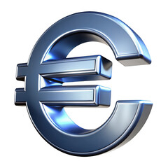 Obraz premium 3d rendered metallic euro symbol isolated on transparent background