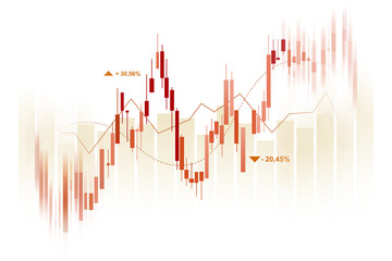 Analytical Stock Market Investment Graph. Business Development, Profit Growth Evaluation. Performance, Profitability Indicators. Analytics and Financial Graph. Trend. Exchange Rate Change, Interest.