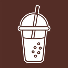 Bubble tea cup with straw – outline version.