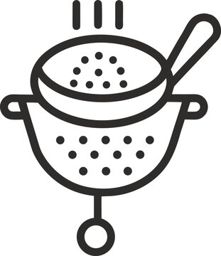 black line art strainer with spoon clip art preview