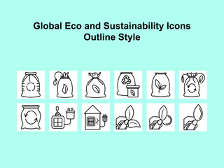 Minimal outline icons representing eco-friendly, renewable energy, and sustainability themes. Perfect for UI/UX, infographics, and green branding projects.
