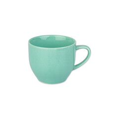 Green ceramic mug isolated over white background