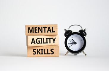 Mental Agility Skills symbol. Concept words Mental Agility Skills on wooden blocks. Beautiful white...