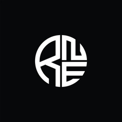 RNE logo RNE icon RNE monogram RNE letter minimalist Circle flat Unique modern abstract logo design.