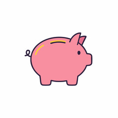 Cute Pink Piggy Bank for Savings Finance and Investment Concepts