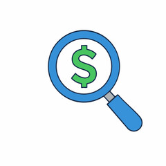 Obraz premium Magnifying Glass with Dollar Sign Financial Search Icon