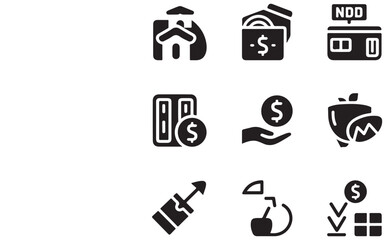 A vector icon set of black toilet symbols for web design and business illustration