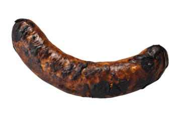 a burnt banana on a white background