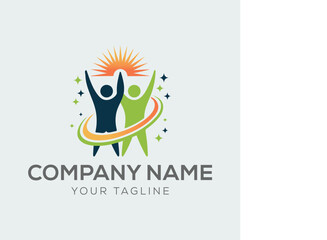 Business Unity Logo – Team Reaching Goal Star Symbol Vector Illustration