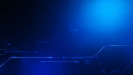 Futuristic technology wallpaper, combining modern elements, abstract circuit patterns, and dark blue background. Technological advancement.