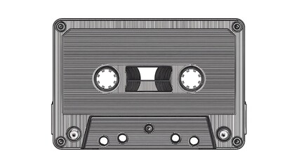 Black and white vector illustration of a cassette tape. Classic and timeless charm.