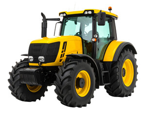 Obraz premium Yellow Tractor, Front View, Isolated on transparent Background