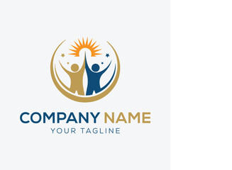 People Collaboration Logo – Reaching Goals Together Symbol Vector