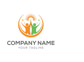 People star logo. Business team group reaching goal together logo vector design	