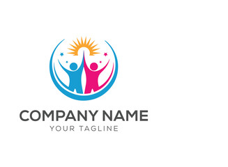 Teamwork Star Logo – Community People Reaching Goal Together Vector Design