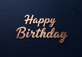 Elegant Rose Gold Happy Birthday Wishes on Dark Textured Background