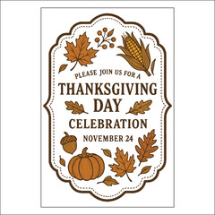 Thanksgiving Day Invitation Card Design