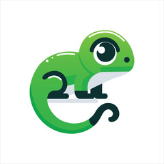 Cute Green Lizard Cartoon Illustration