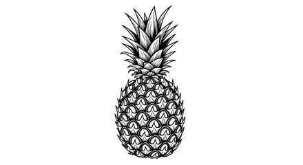 Obraz premium Intricate Pineapple Silhouette Tropical Line Art Illustration 