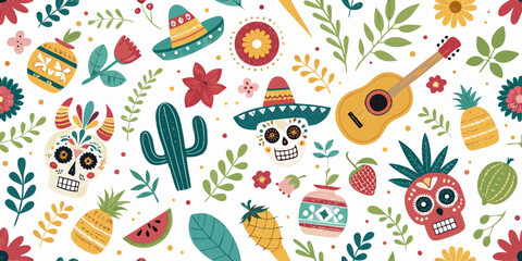 mexican culture vector icons