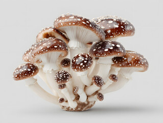 shiitake mushroom cluster on white background