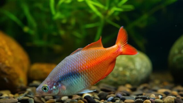 Beautiful Colorful Boesemani Rainbow Fish in Freshwater Aquarium. AI video