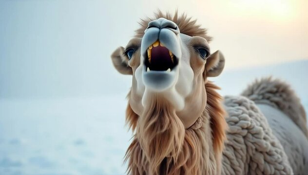 Camel laughing with deep grunts