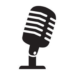 Versatile microphone silhouette collection showcasing wired, wireless, vintage, and studio microphones—perfect for logos, podcasts, and audio tech presentations.