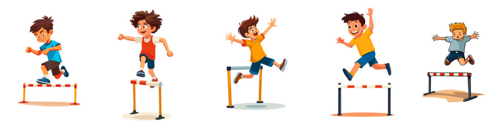 sports hurdles. Vector illustration , set