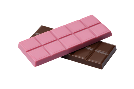 two chocolate bars are sitting side by side