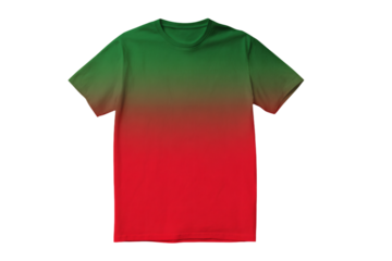 a red and green shirt with a black and white logo