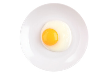 a white plate with an egg on it