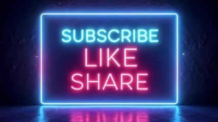 Subscribe like share neon sign animation subscribe button like button share button graphic motion - Powered by Adobe