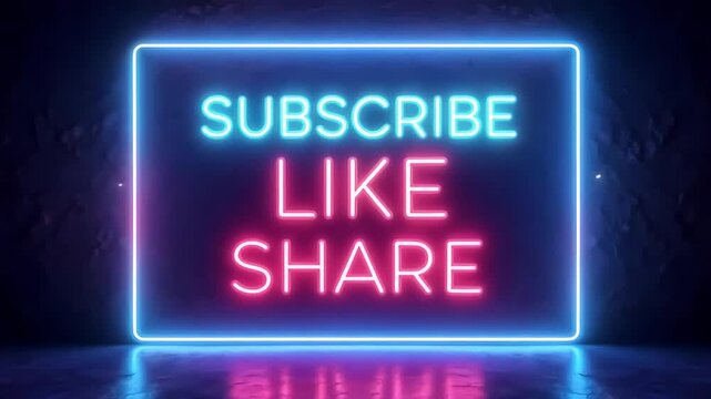 Subscribe like share neon sign animation subscribe button like button share button graphic motion - Powered by Adobe