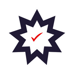 Starburst Approval Icon with Red Check &ndash; Symbol of Success, Vote, and Quality