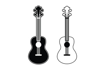 Fototapeta premium Ukulele art silhouette vector out line art on white background
