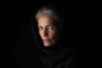 portrait photography, a wise old woman with endearing wrinkles and warm eyes in a softly lit portrait