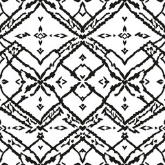 A clean, repeating line-art pattern based on tribal textiles from Southeast Asia. The design uses interlocking diamonds and zigzags, allowing for perfectly tileable alignment on all edges.