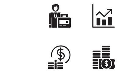 Obraz premium Security and business vector icon set: web design, internet, computer, car, phone, music, money, microphone, finance, and search symbols