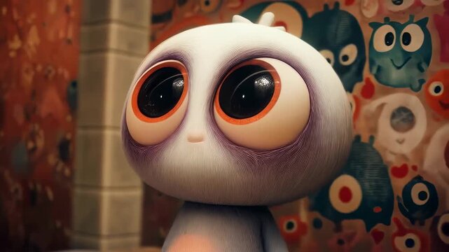 Cute Big Eyed Owl Toy on Colorful Background