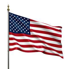 Fototapeta premium A patriotic American flag gently waving on a clean white backdrop symbolizing unity and pride