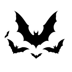silhouettes of bats in flight, a spooky halloween illustration